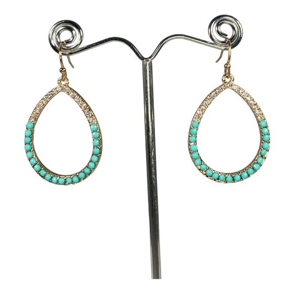 Gold Teardrop Dangle Earrings - Picture 4 of 5